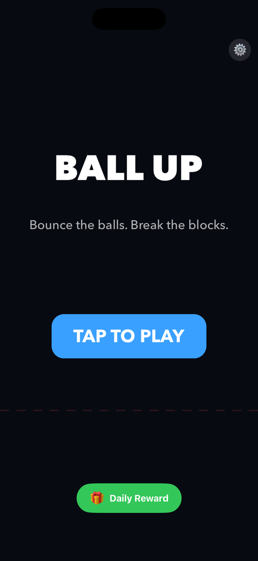 Ball Up main menu on iPhone