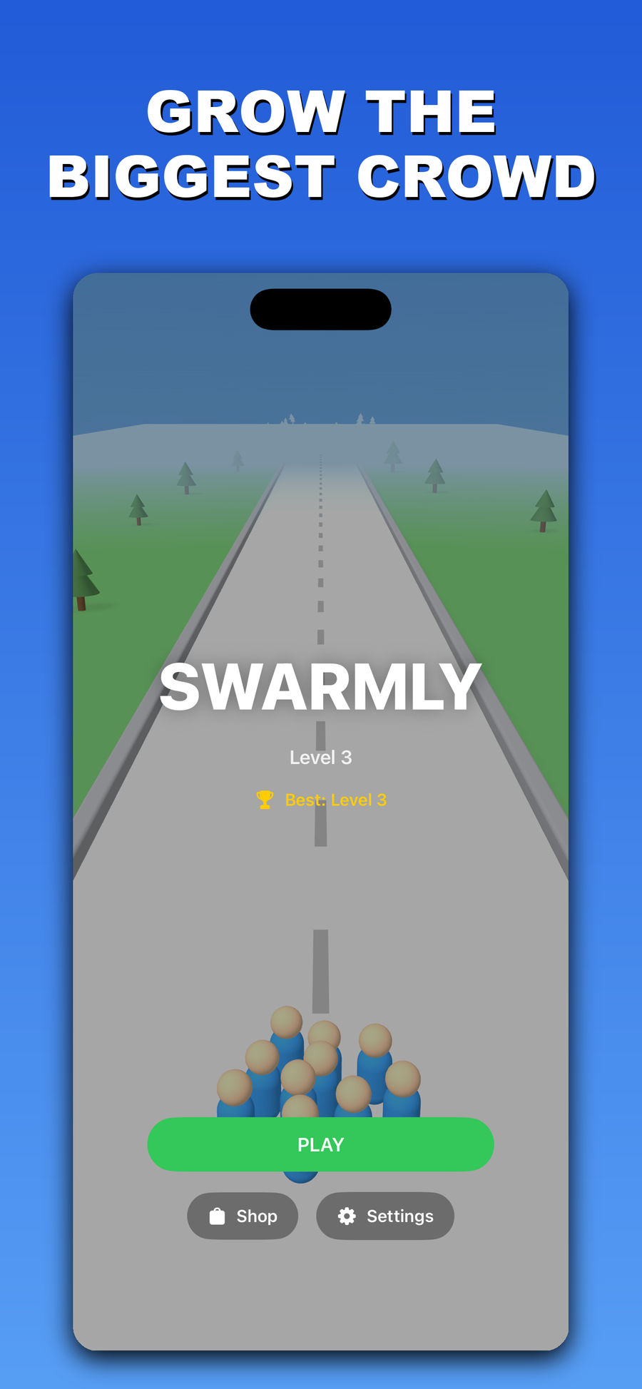Swarmly title screen on iPhone